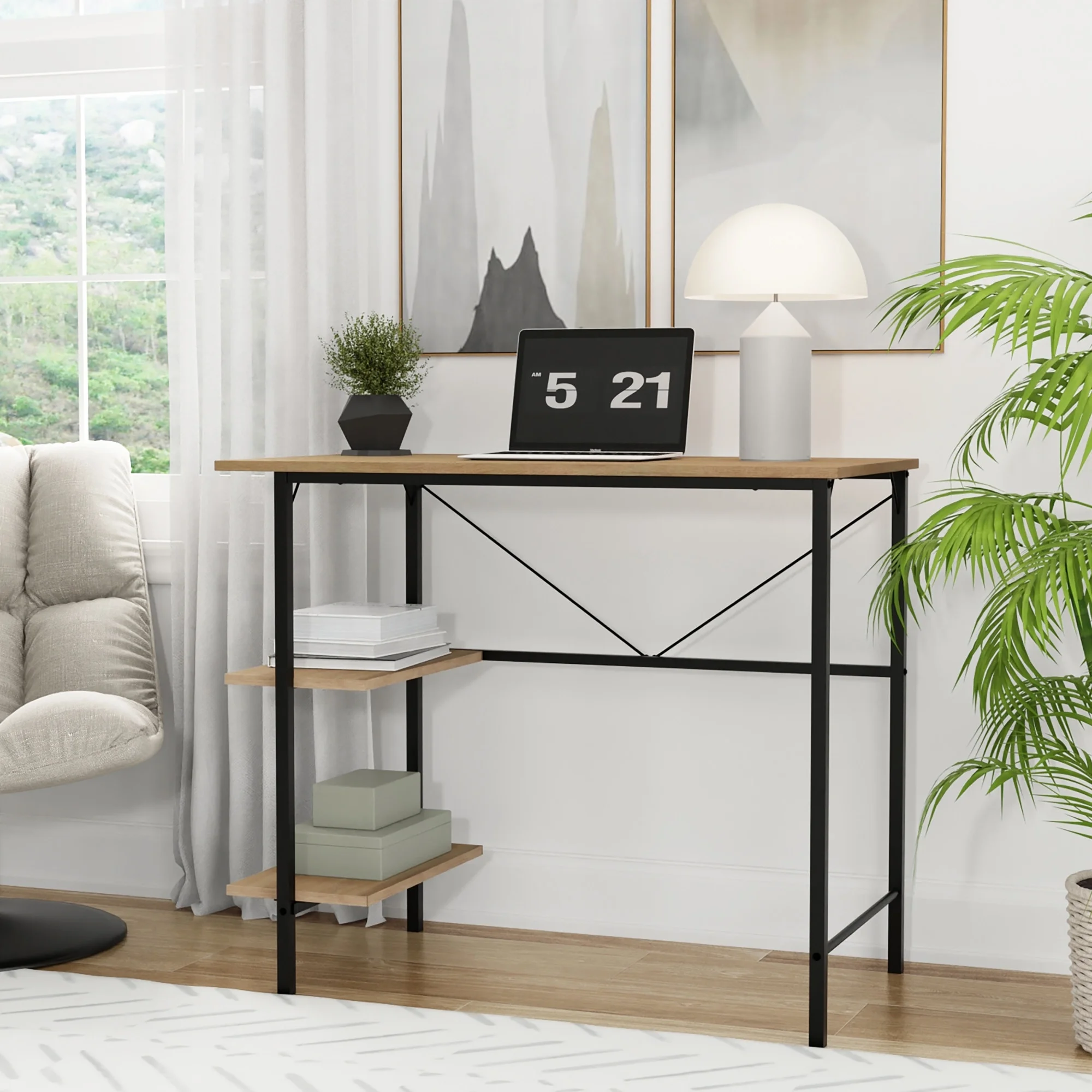 Mainstays Pierce 30 inch Tall Storage Desk, Oak