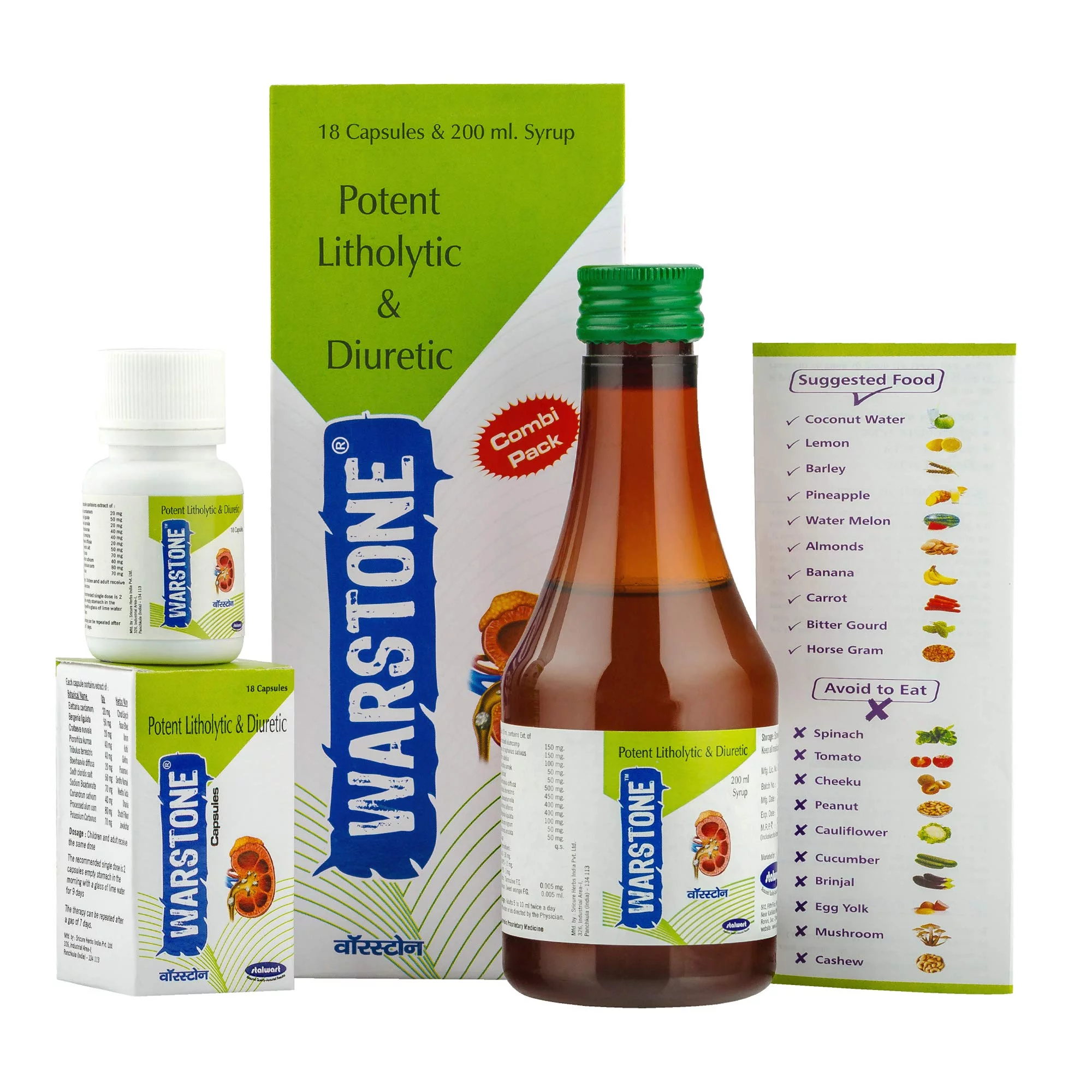 Warstone Combi Pack, 18 Capsules And 200Ml Syrup For Kidney Stones
