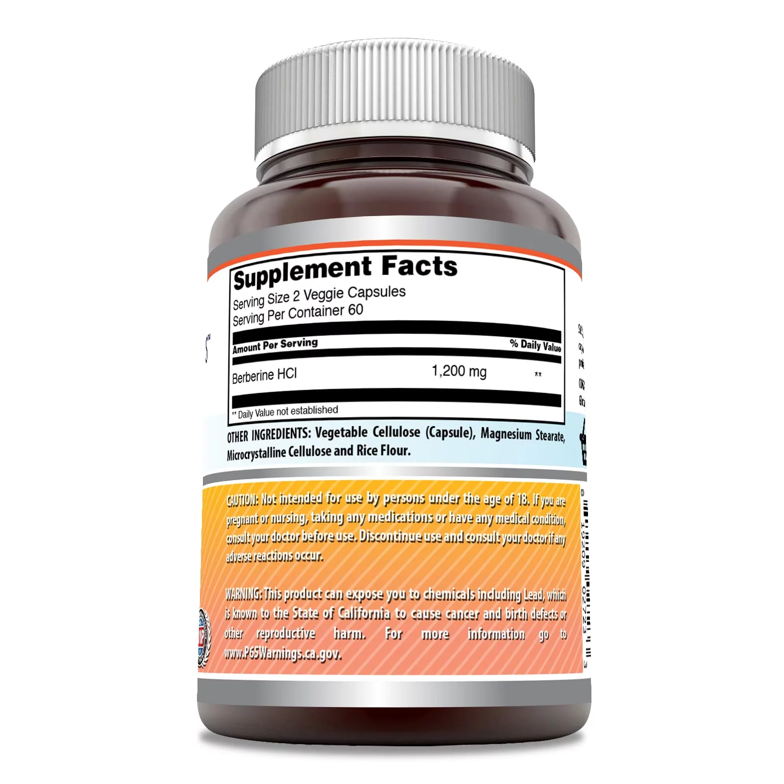 Amazing Formulas Berberine 1200 mg per Serving 120 Veggie Capsules Supplement | Non GMO | Gluten Free | Made in USA