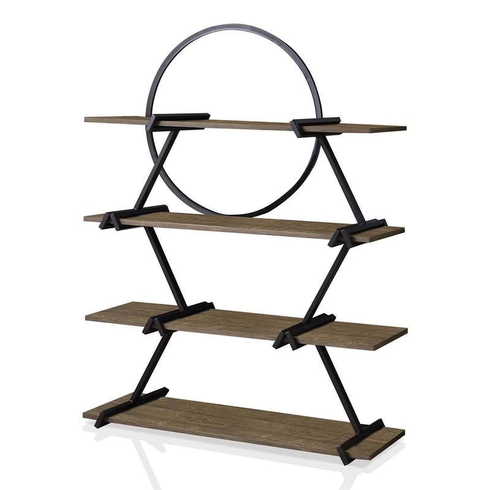 Furniture of America Burks Industrial Metal 4-Layer Bookcase in Matte Black