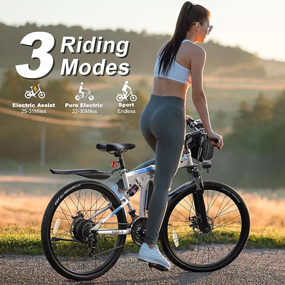 VARUN Electric Bike for Adults Foldable Ebike Peak 750W Motor, with 48V Removable Battery, up to 20+MPH 50 Miles, 21-Speed Gears & Dual Hydraulic Suspension