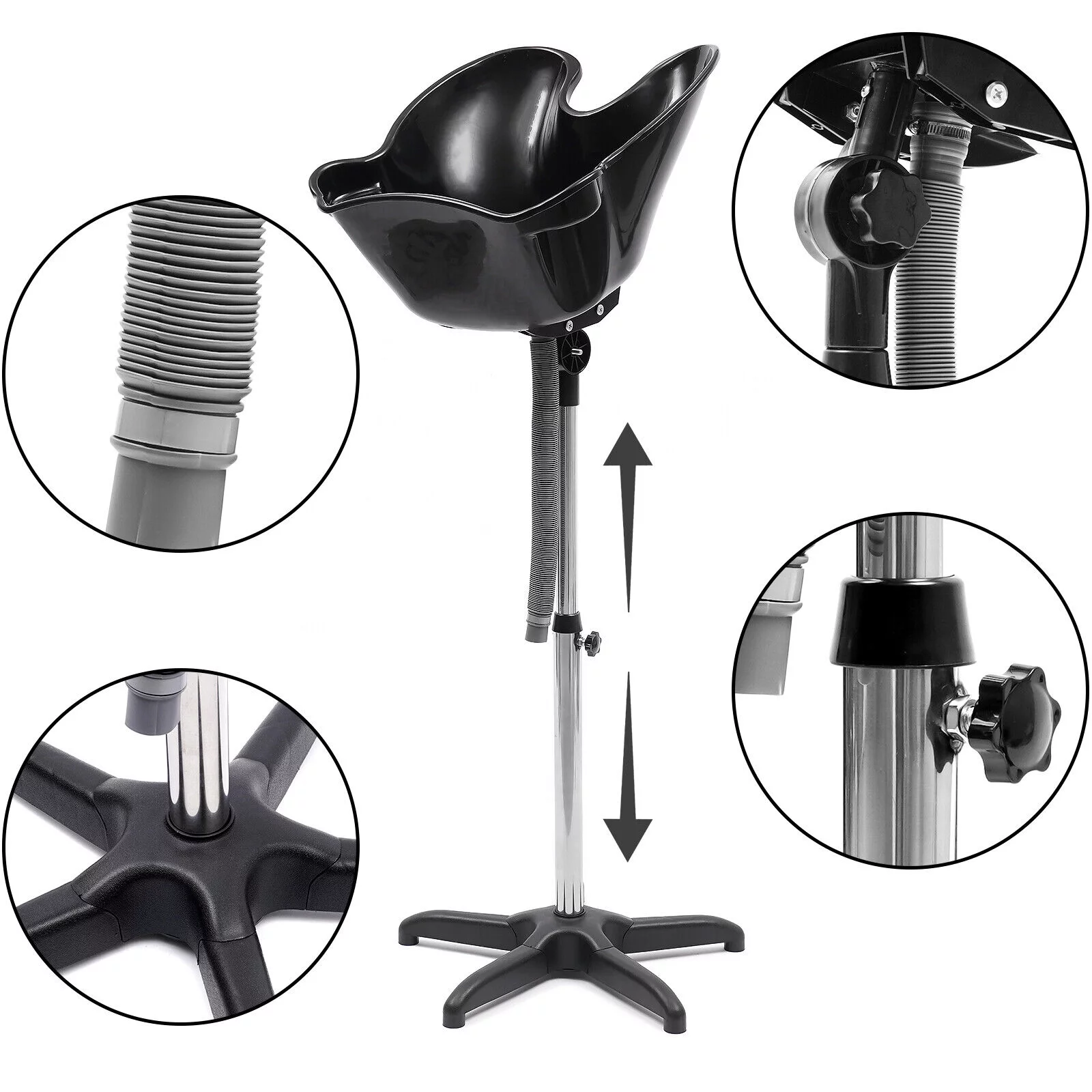 ZhdnBhnos Portable Shampoo Bowl Deep Basin Height Adjustable Barber Shop Beauty Salon Hair Wash Tub Sink