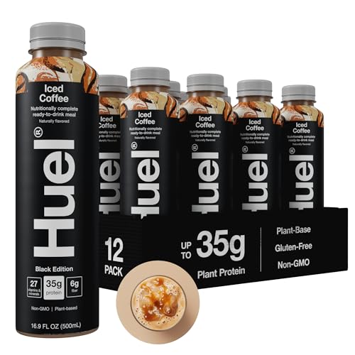 Huel Ready-to-Drink | Chocolate Meal Replacement Drink | High Protein Drink | Nutritionally Complete, Low Sugar, High Fiber, Plant Based, Vegan, Healthy | 20g Protein Per Bottle | 16.9 Fl Oz (12 Pack)