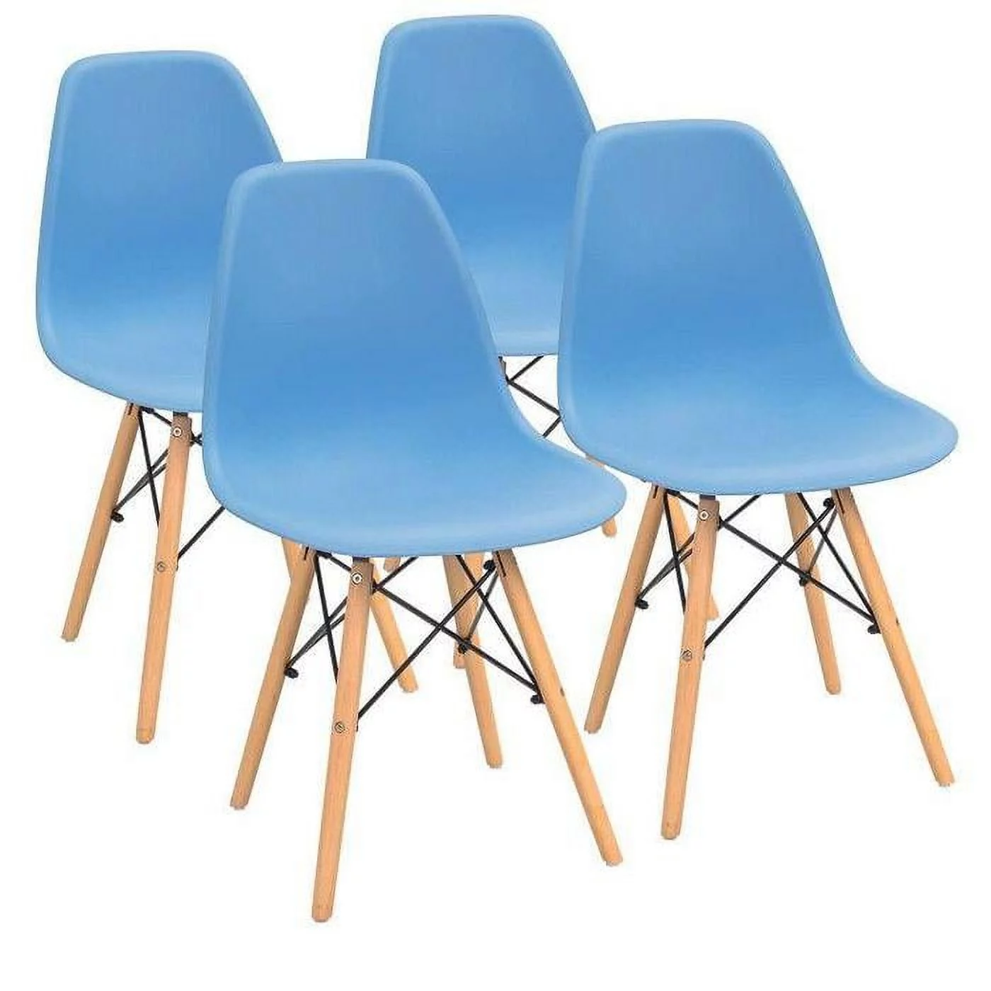 Vineego 4 PCS Dining Chairs Pre Assembled Modern Style Kitchen Room Chairs Mid Century Modern DSW Chair Set of 4,for Kitchen, Dining, Bedroom, Living Room(Blue)