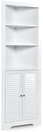 KHBIULIFE Corner  Cabinet  Corner Hutch Cabinet with Shutter Doors and Adjustable  for Bathroom  Living Room  Dining Room or Kitchen  23.5 x 11 x 68 inches (Espresso)