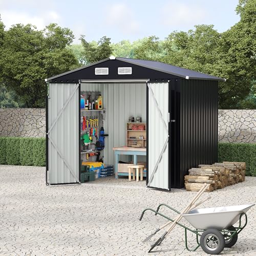 All-Weather Resin Shed with Window, Outdoor Plastic Garden Shed with Lockable Door and Vents, Outdoor Resin Storage Sheds for Tool, Bike, Backyard, Patio