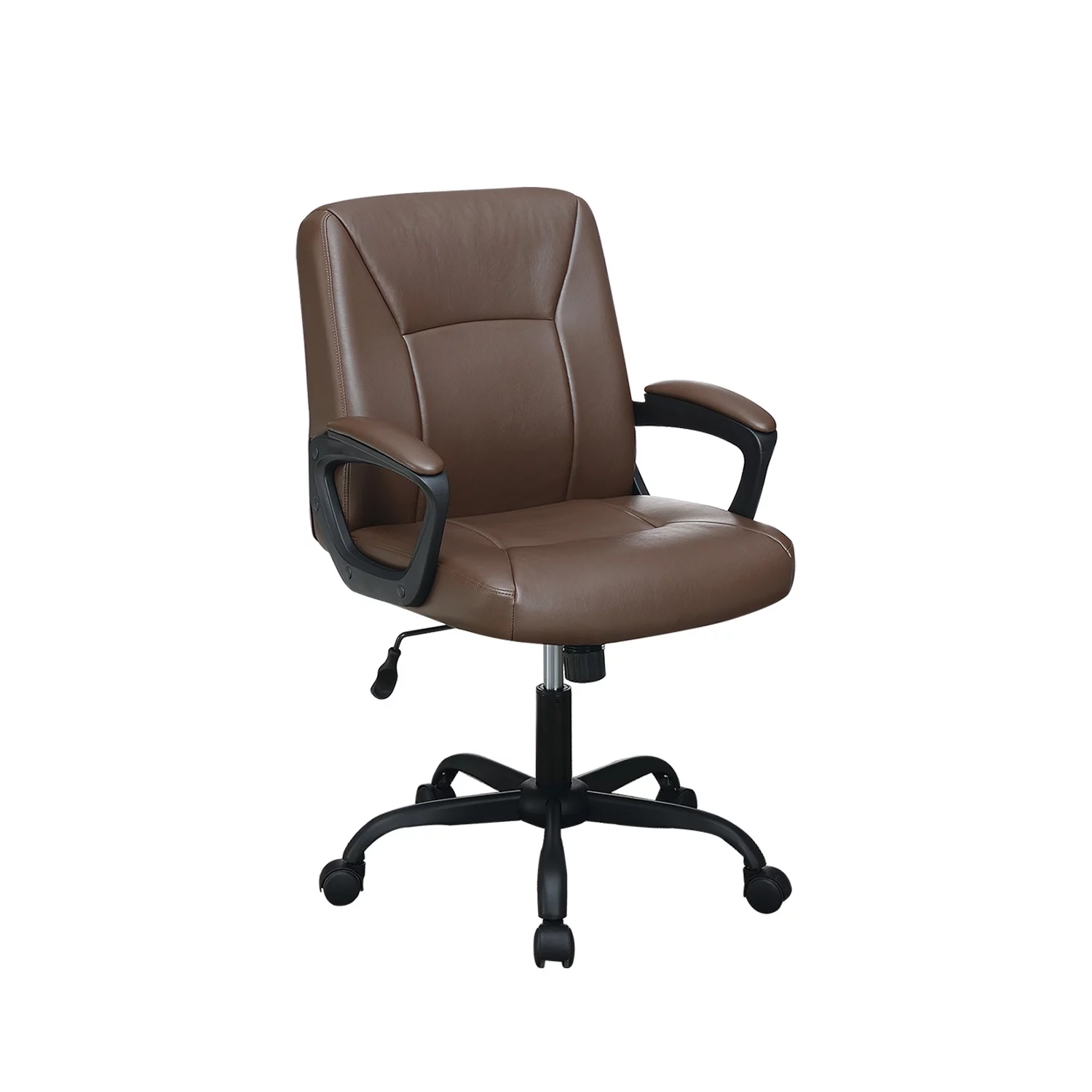 Dcenta Adjustable Height Office Chair with Padded Armrests, Brown
