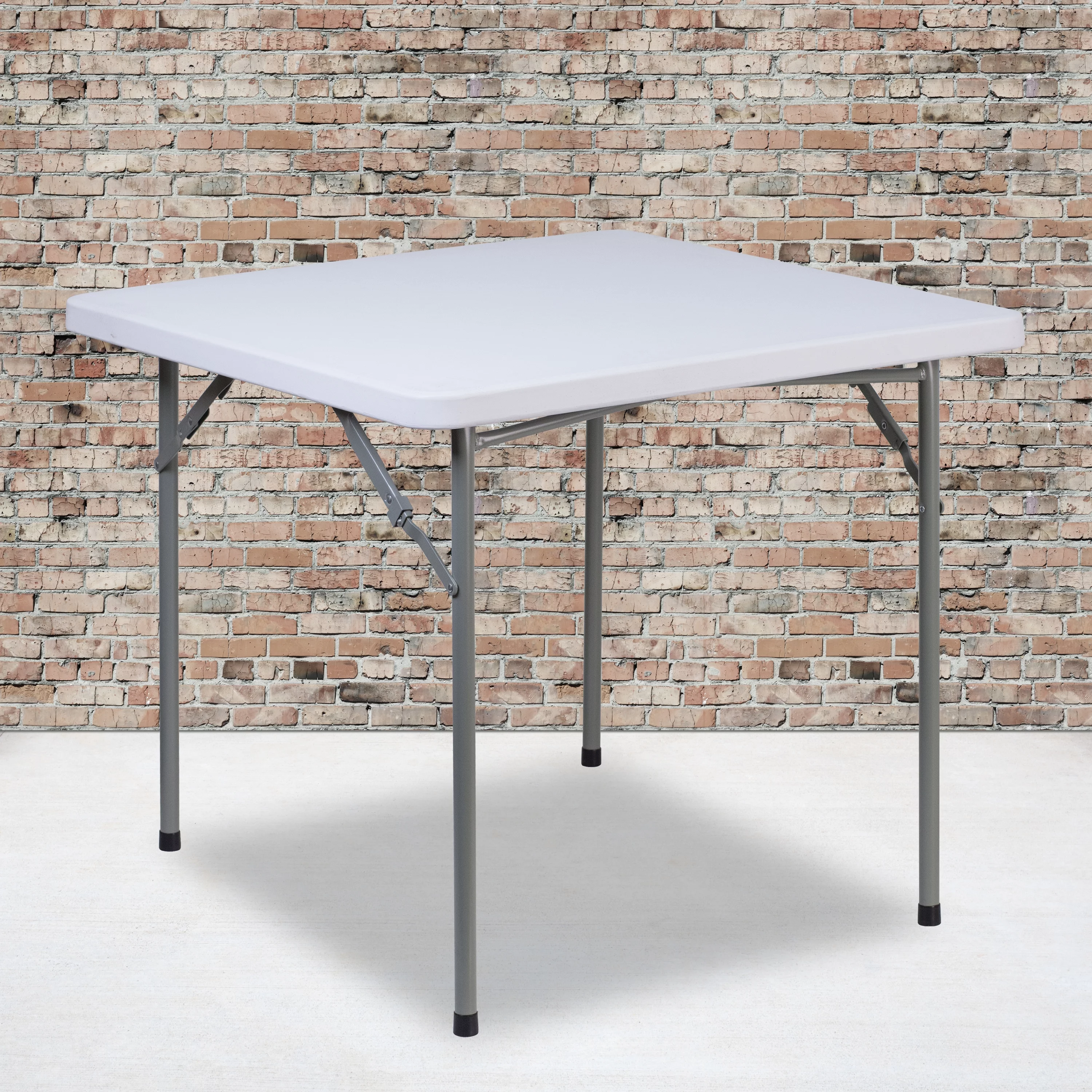 BizChair 2.81-Foot Square Granite White Plastic Folding Table