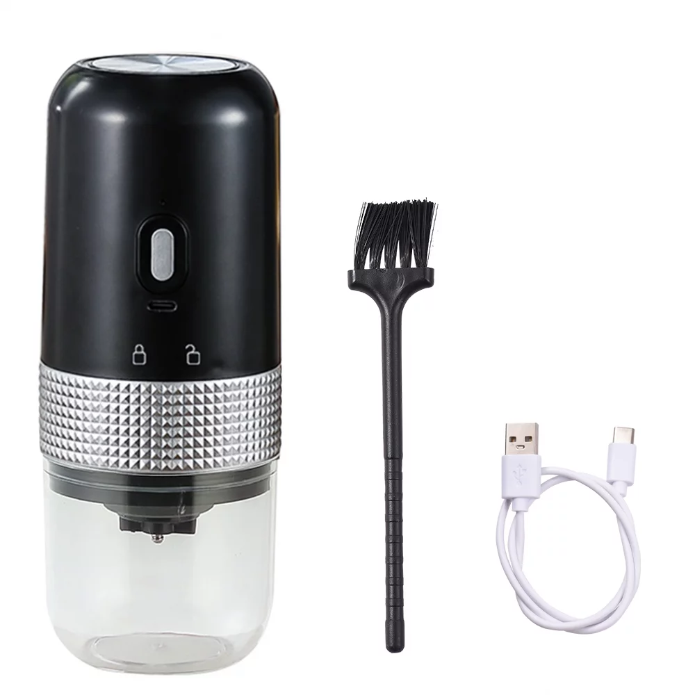 Tomfoto Portable Electric Burr Coffee Grinder 13W 200ml USB Rechargeable Adjustable Setting Cordless Coffee Bean Grinder with Cleaning Brush for Travel Camping Office Household