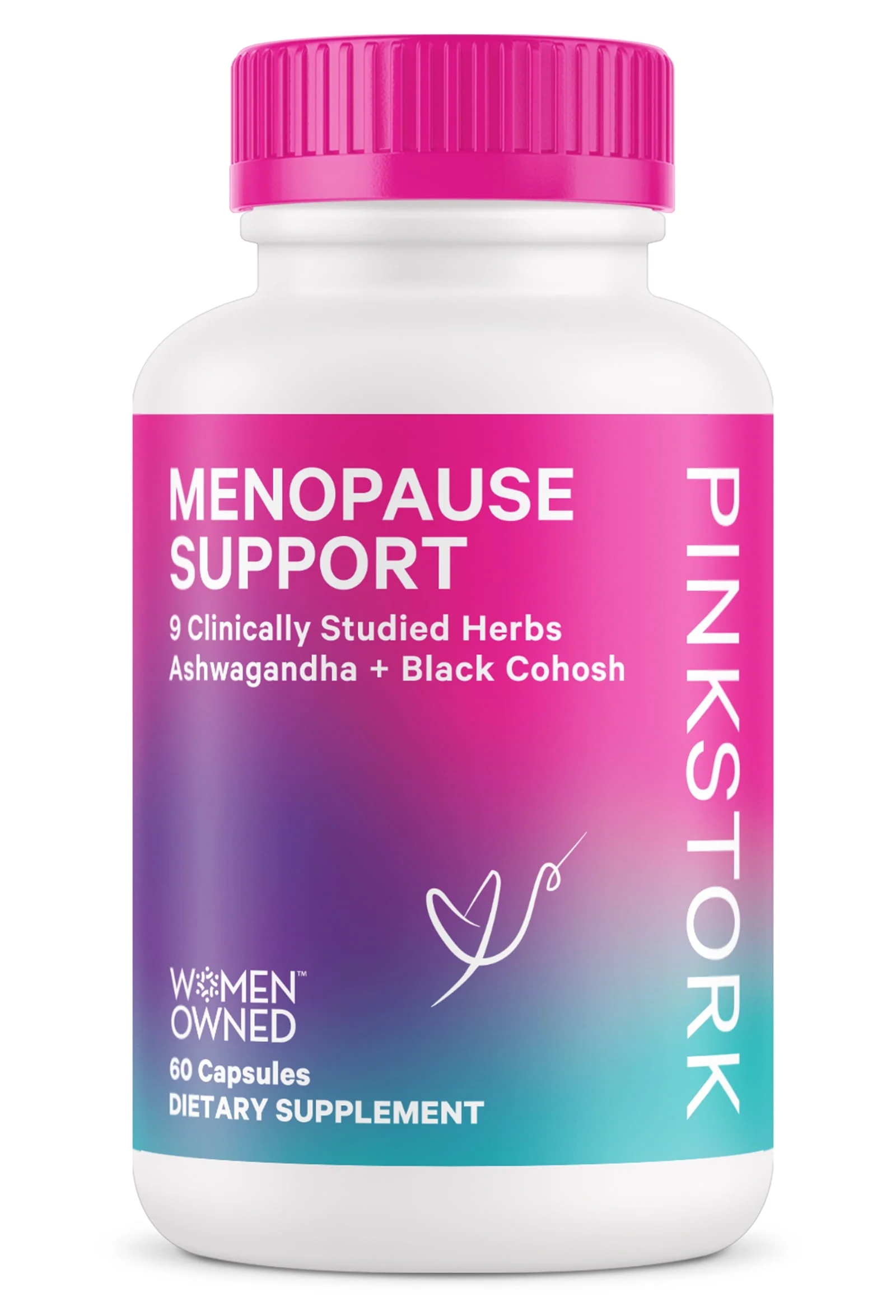 Pink Stork Menopause Support: Ashwagandha, Maca Root, & Black Cohosh, Gluten-Free, 60 Capsules