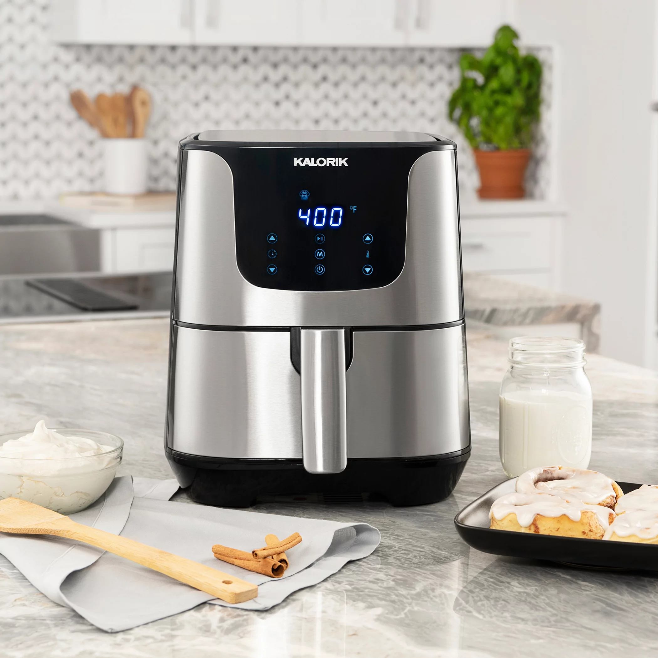 Kalorik 6 Quart Digital Air Fryer Pro XL with Trivet, Stainless Steel FT 47477