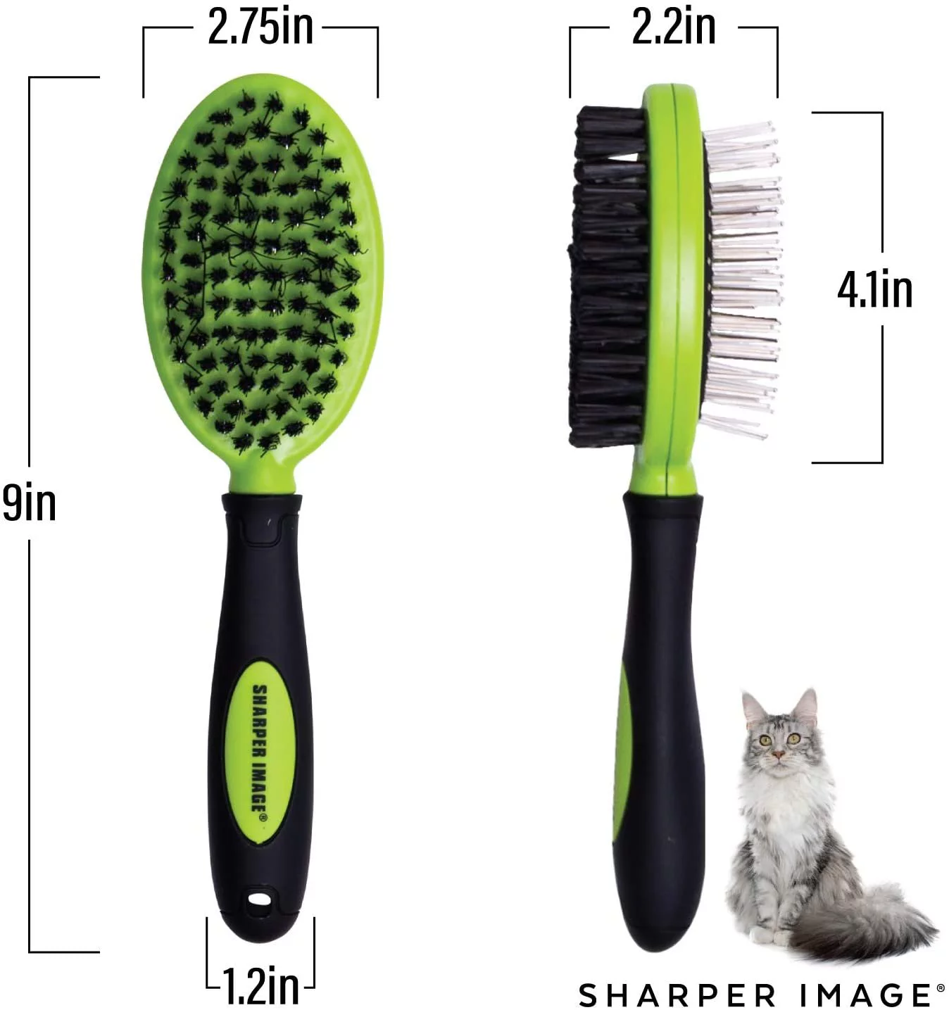 Sharper Image Dog Brush Pet Grooming Tools - Pet Brush Cat Brush 2 Sided Bristle Grooming Brush Long & Short Hair Tangled Hair Removing Shedding Hair Loose Undercoat Fur - For All Breeds Coat types