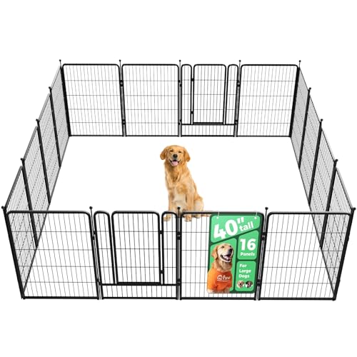 FXW Rollick Dog Playpen for Yard, RV Camping, 32 inch 16 Panels for Small and Medium Dogs│Patented