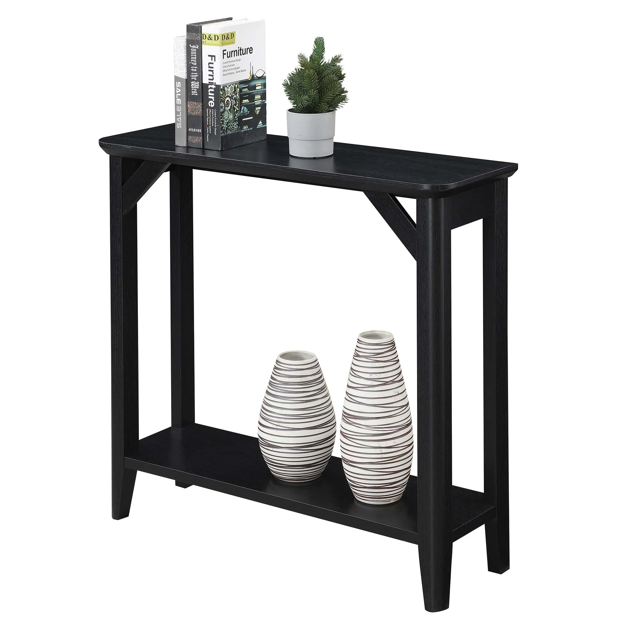 Convenience Concepts Winston Hall Table with Shelf, Black