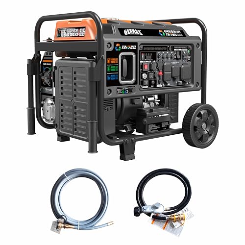 GENMAX 15000W Tri-Fuel Portable Generator - 2025 Model with ATS, CO Sensor, Digital Display & 50A Output Perfect for Home Backup, Construction Sites & Emergency Power (GM15000ET)