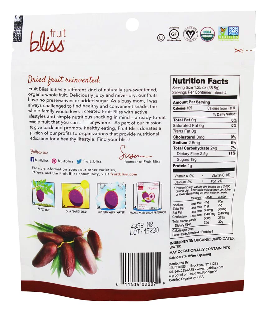 Fruit Bliss Organic Deglet Nour Dates Dates, 5 Oz
