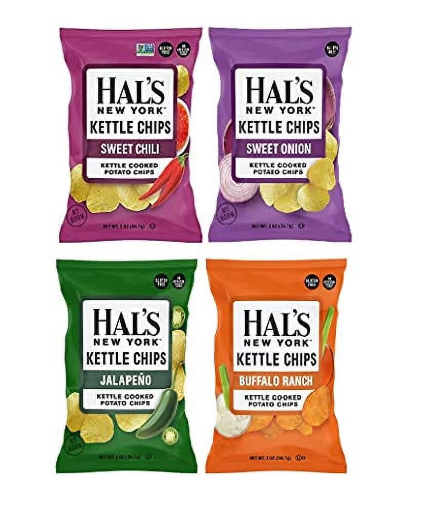Hal's New York Kettle Cooked Potato Chips, Gluten Free, 2oz (Sweet n' Spicy Variety Pack, Pack of 24)