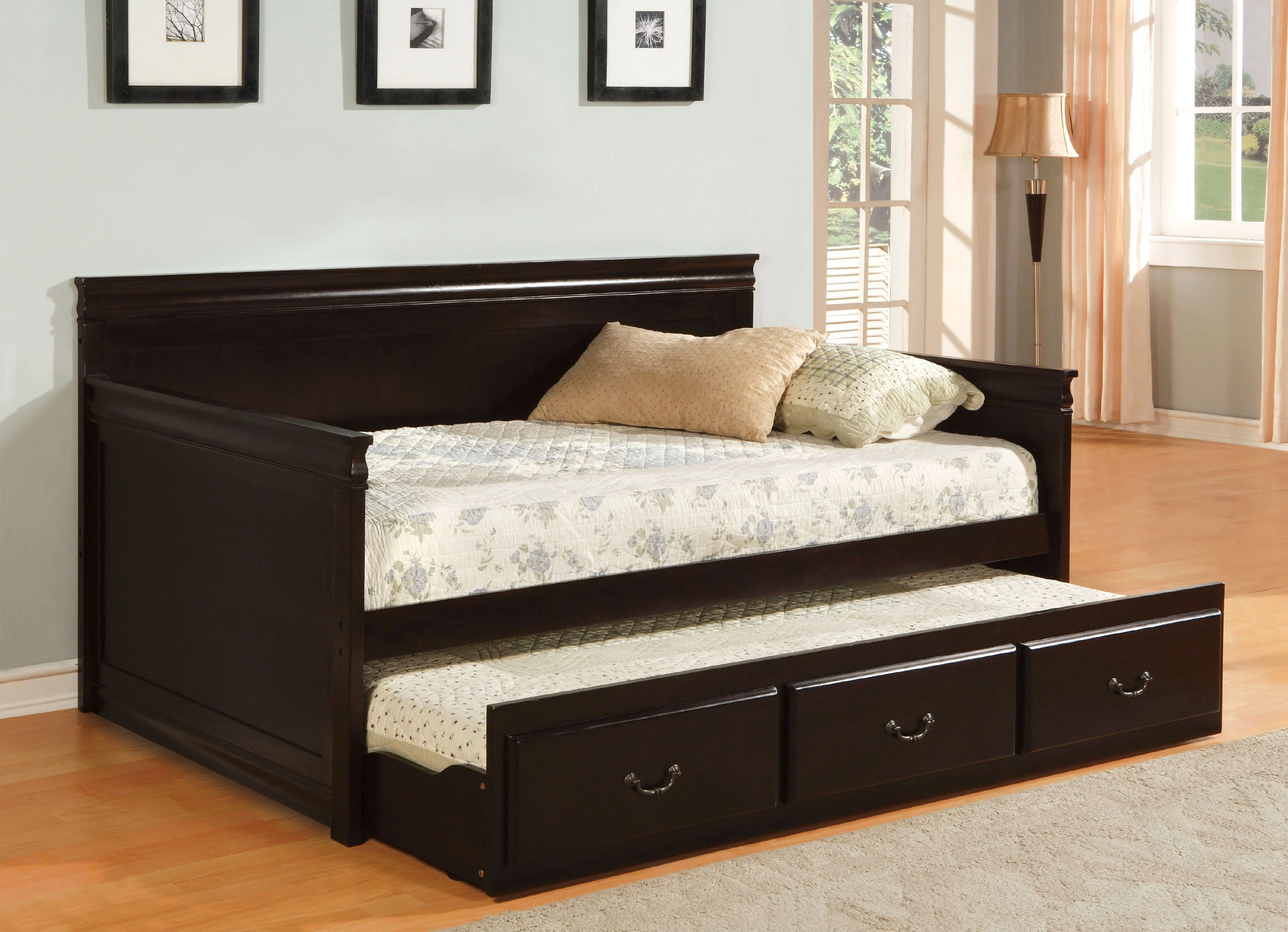 Furniture of America Carter Traditional Wood Daybed with Trundle, Espresso