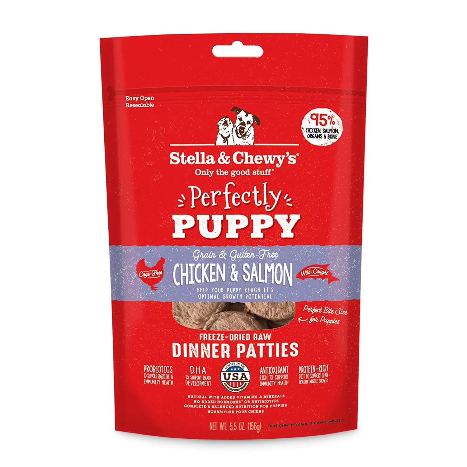 Stella & Chewy's Chicken & Salmon Dinner Patties for Puppies Freeze-Dried Raw Dry Dog Food, 5.5 oz.