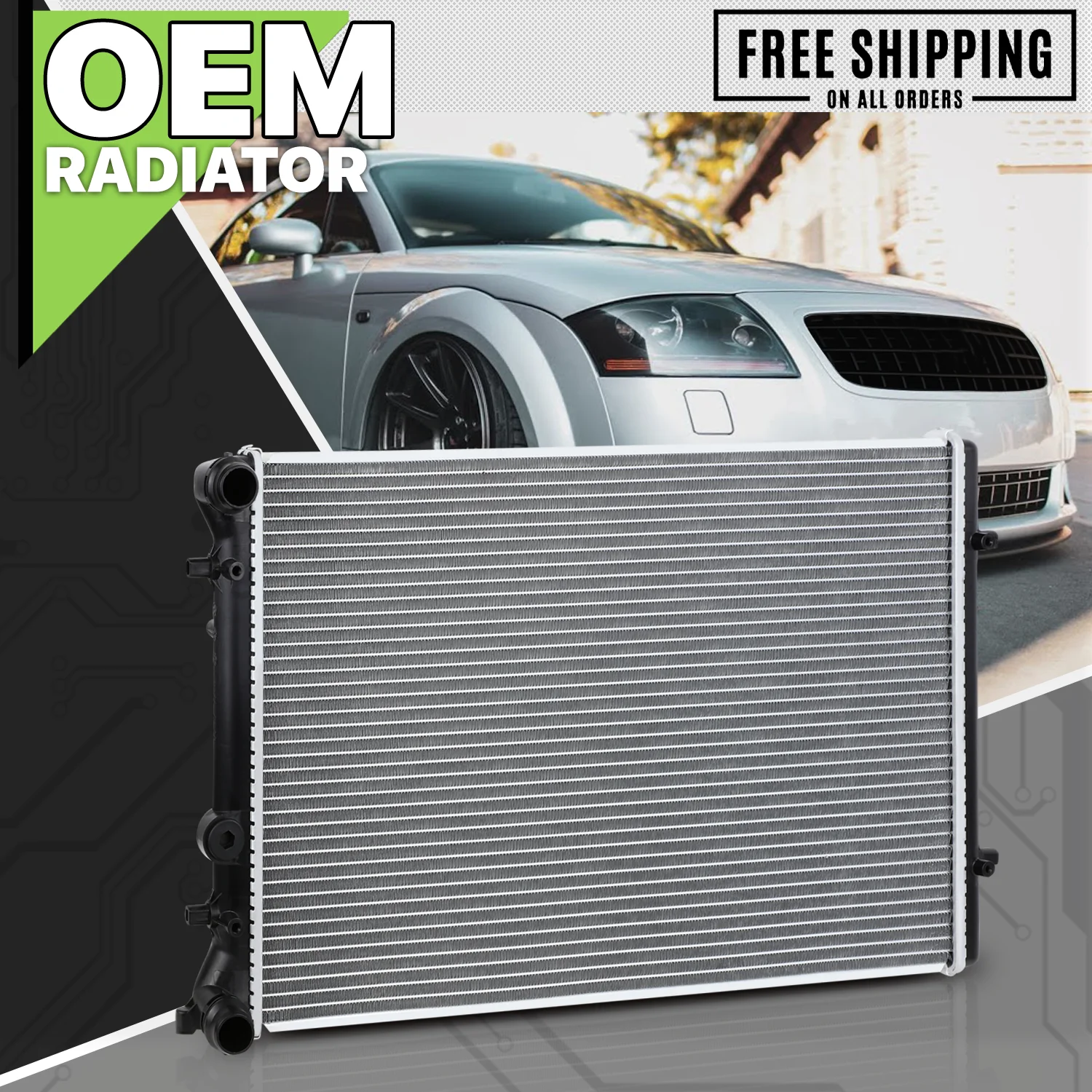 Magshion 2265 Aluminum Radiator OE Replacement fit for 2000-2006 Audi TT, 1999-2007 Volkswagen Golf, 2007-2010 Volkswagen Golf City, 2006 Volkswagen GTI, 1999-2006 Volkswagen Jetta