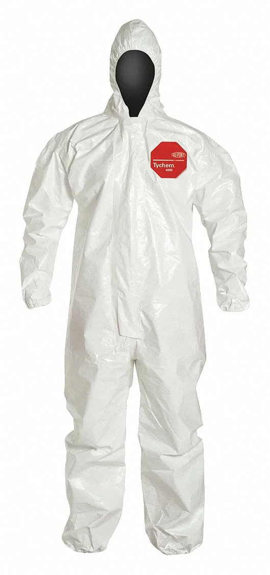 Dupont Hooded Coveralls,5XL,Wht,Tychem 4000,PK6  SL127TWH5X000600