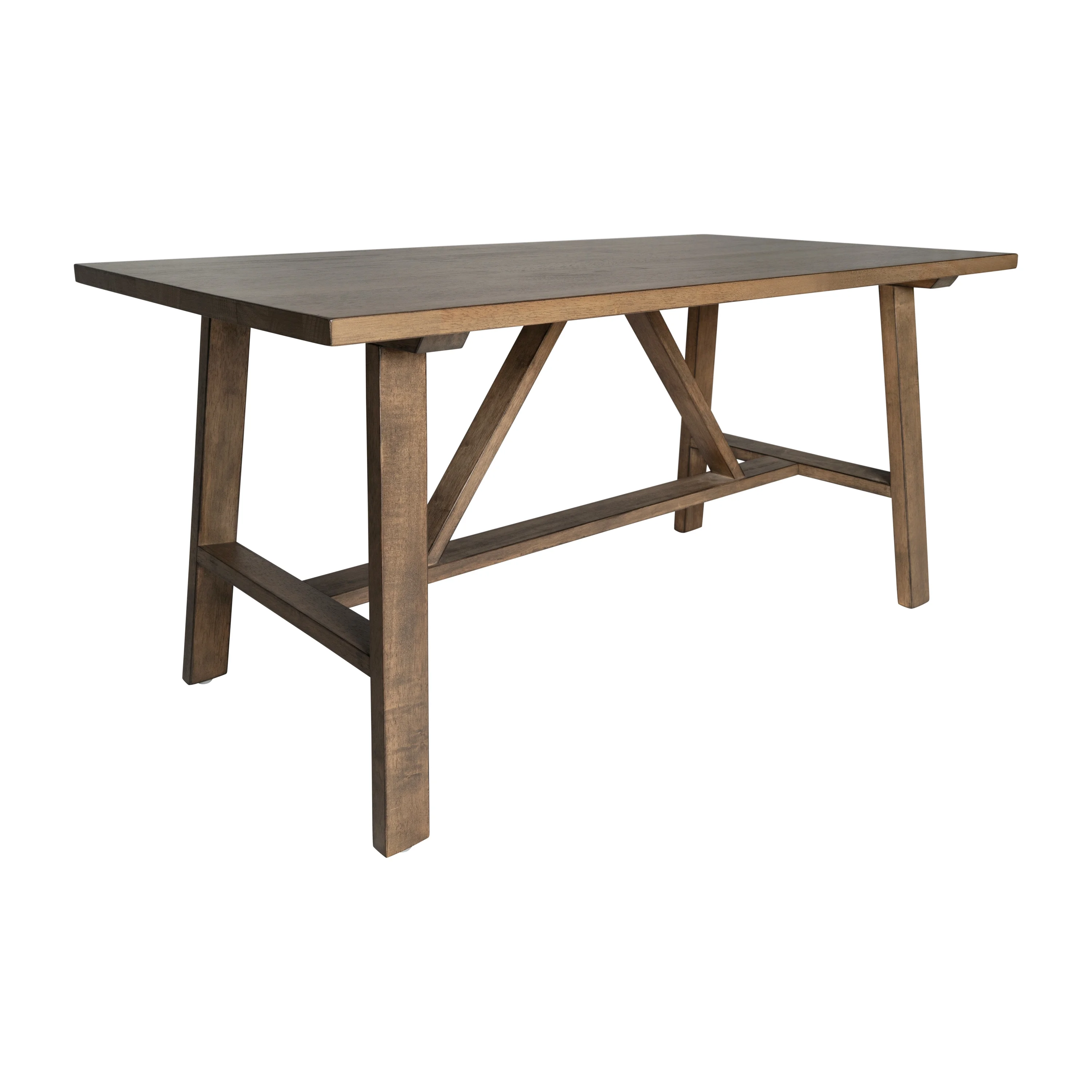 BizChair Solid Wood Farmhouse Coffee Table, Trestle Style Accent Table in Rustic Brown