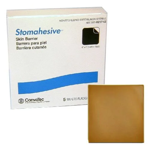 Convatec Ostomy Wafer Stomahesive Trim to Fit, Extended Wear Stomahesive Adhesive Without Flange Universal System Hydrocolloid Without Opening 4 X 4 Inch, 2 Barriers - 21712