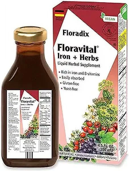 Floradix Floravital Iron And Herbs Liquid Vegetarian Supplement, Support Energy, 8.5 Oz, 6 Pack