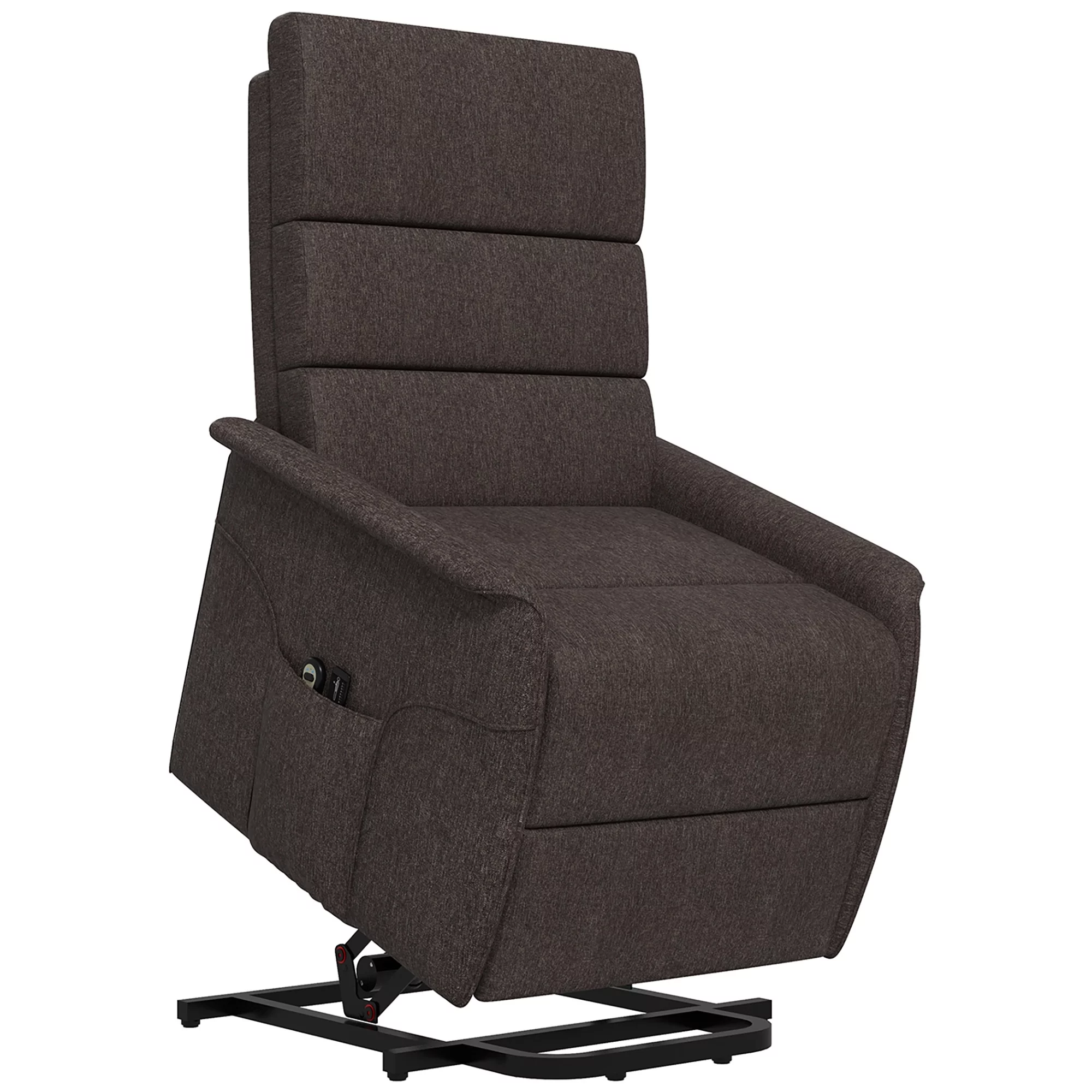 HOMCOM Power Lift Recliner Chair with Vibration Massage with Remote Control, Side Pockets, Brown
