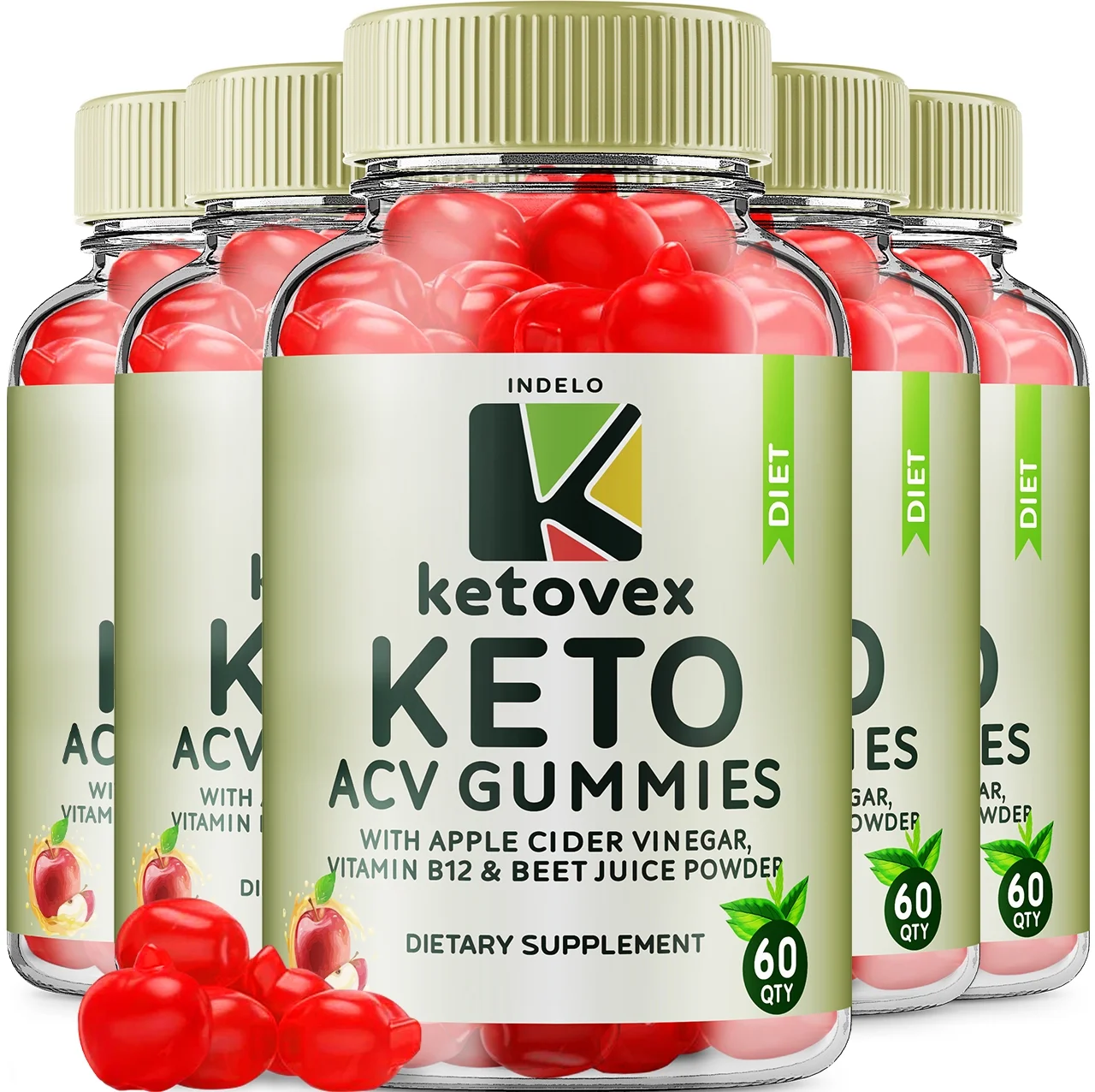 (5 Pack) Ketovex Keto Gummies - Keto Vex ACV Gummies for Extra Strength, 1000mg, Apple Cider Vinegar Vitamin B6 Vitamin B12 (300 Gummies)