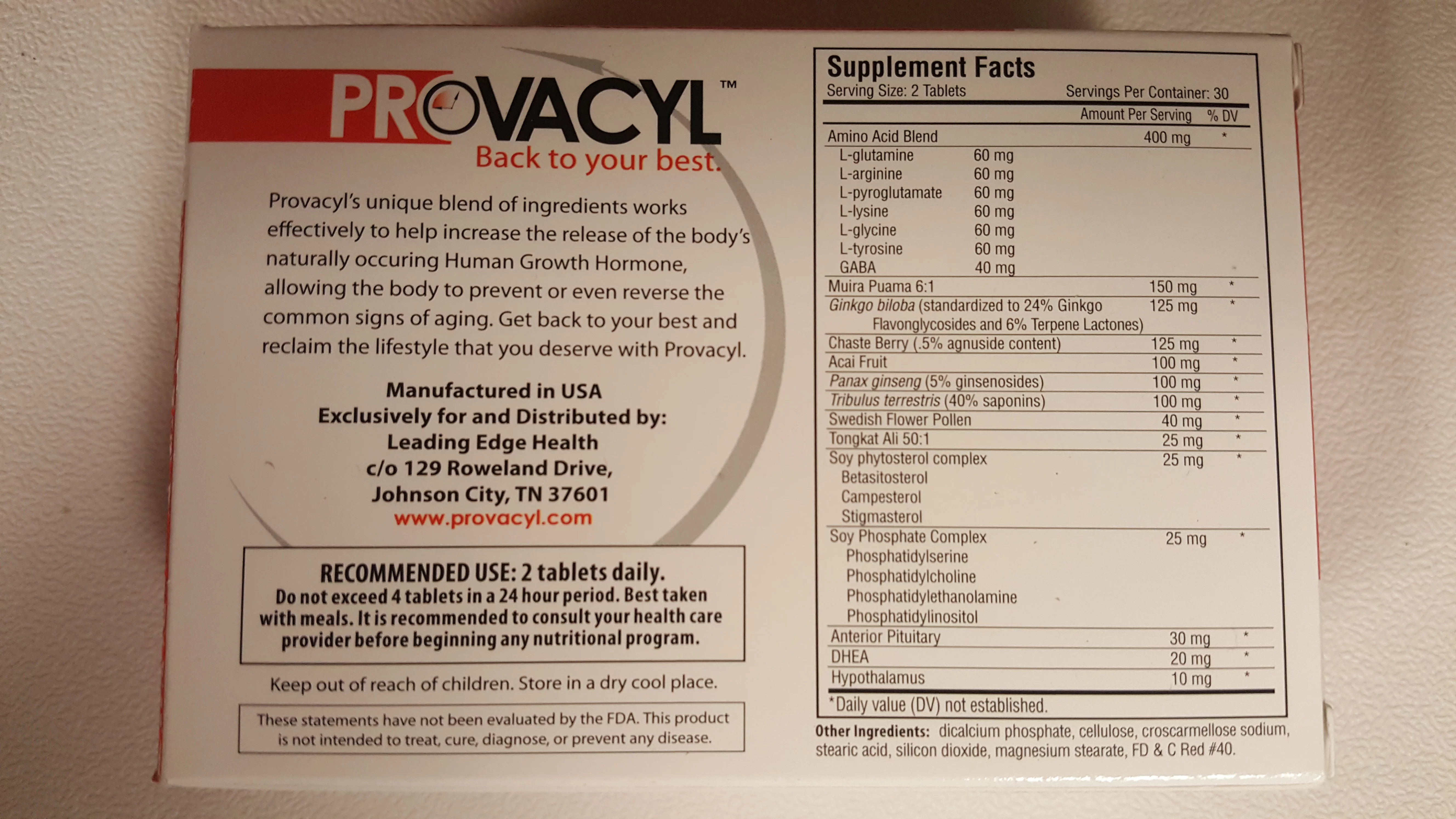 PROVACYL 12 Month Supply 1440 Tablets New Larger Box Male Sex Drive and Energy