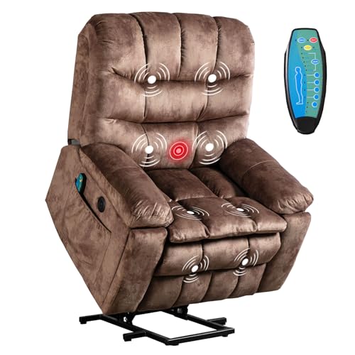 Phoenix Home Power Lift Chair with Massage and Heat for Elderly Recliner, Green Grey