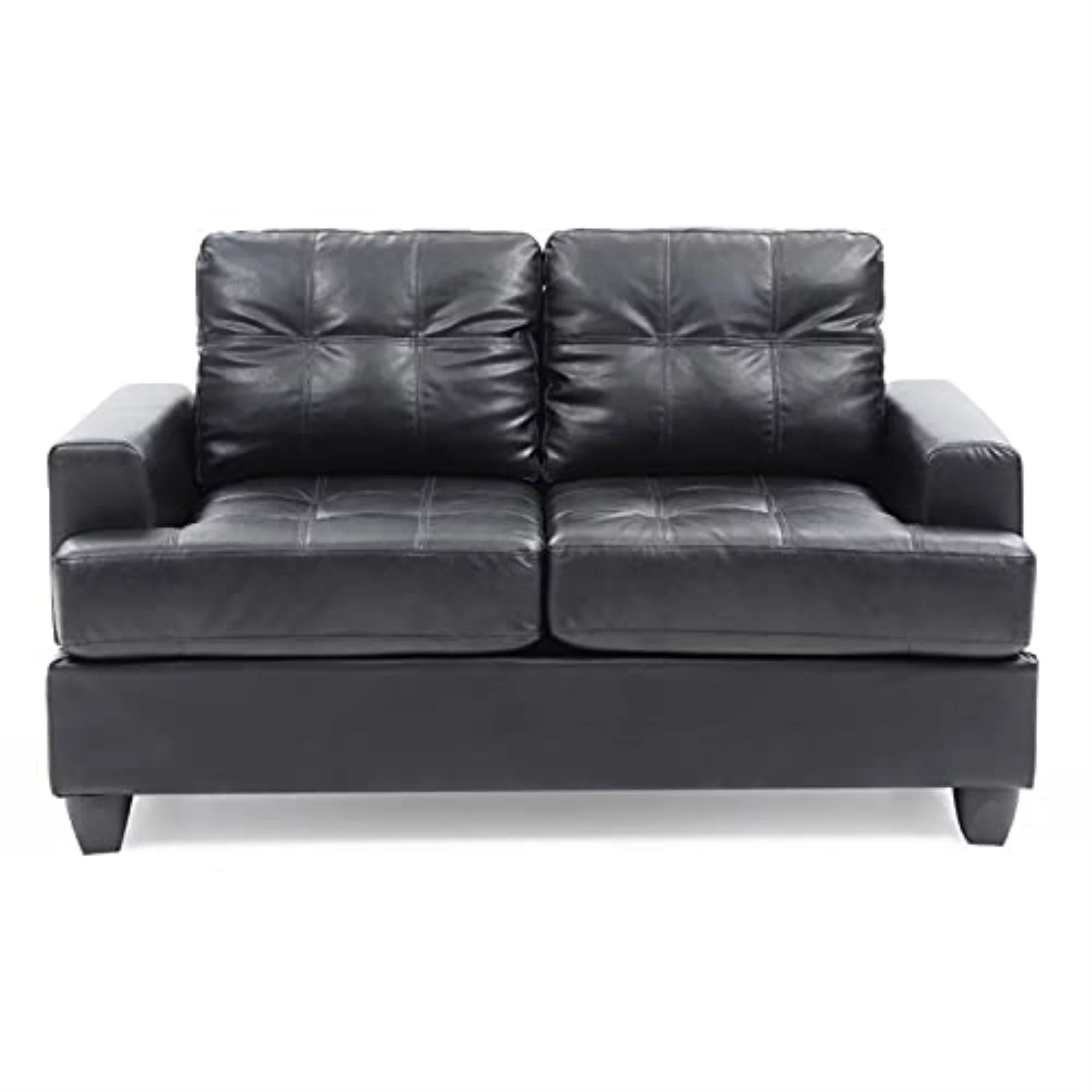 Glory Furniture Sandridge Faux Leather Loveseat in Black