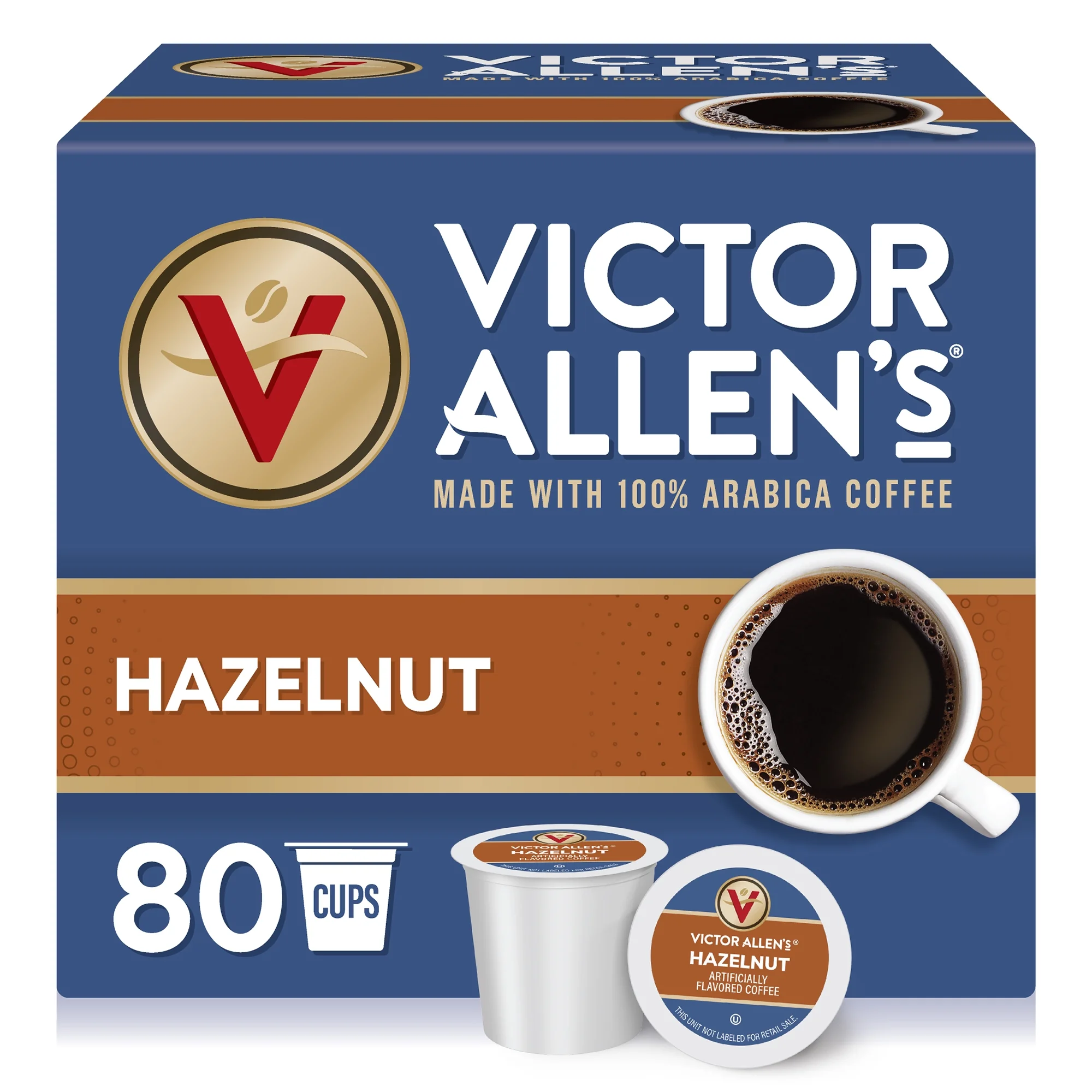 Victor Allen's Coffee Hazelnut, Medium Roast, 80 count, Single Serve Coffee Pods for Keurig K-Cup Brewers