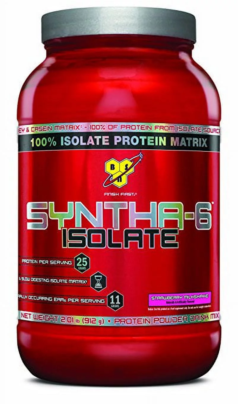 BSN Syntha-6 Isolate, Protein Powder Drink Mix, Strawberry Milkshake, 2.01 lbs (912 g)
