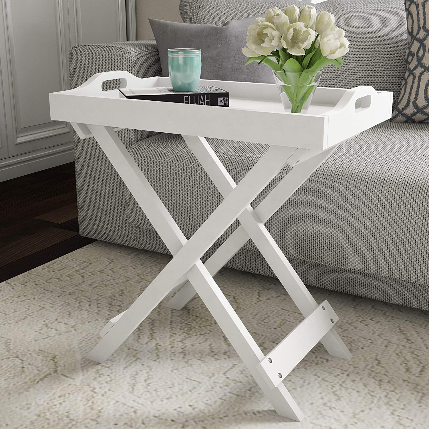 Lavish Home 80-FT-11 End Table - White