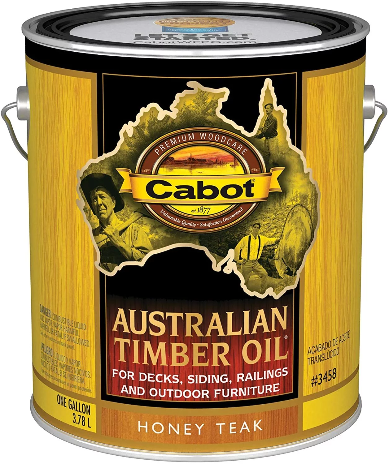 Cabot 140.0003458.007 Australian Timber Oil Stain, 1 Gallon, Honey Teak