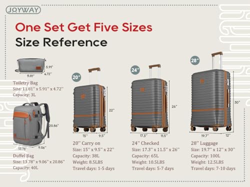 Joyway Expandable Carry on Luggage Sets Airline Approved, Lightweight Hard Shell 20 Inch Carry-on Suitcase with Spinner Wheels