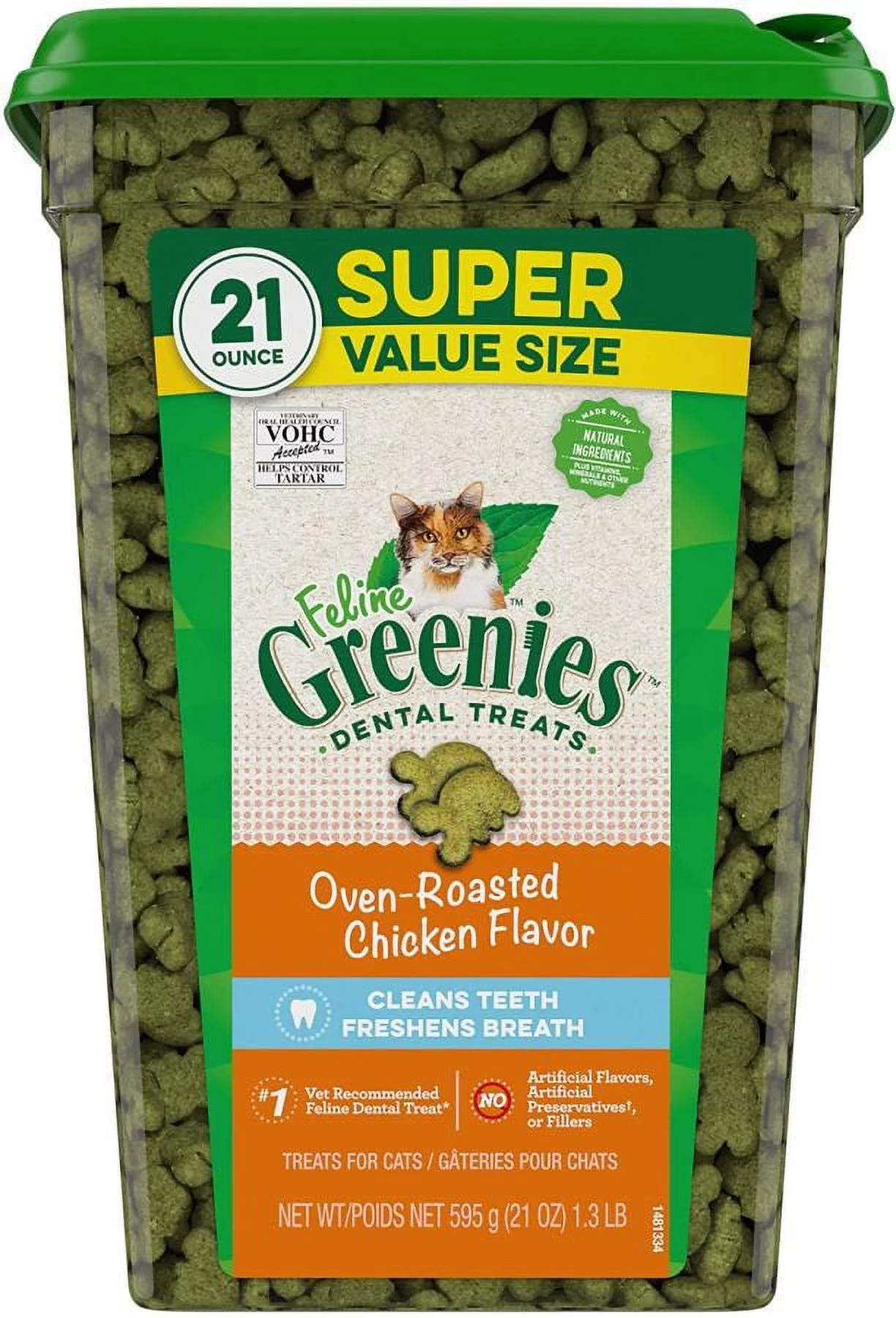 Greenies Feline Natural Dental Treats Oven Roasted Chicken Flavor [Cat, Cat Treats] 21 oz