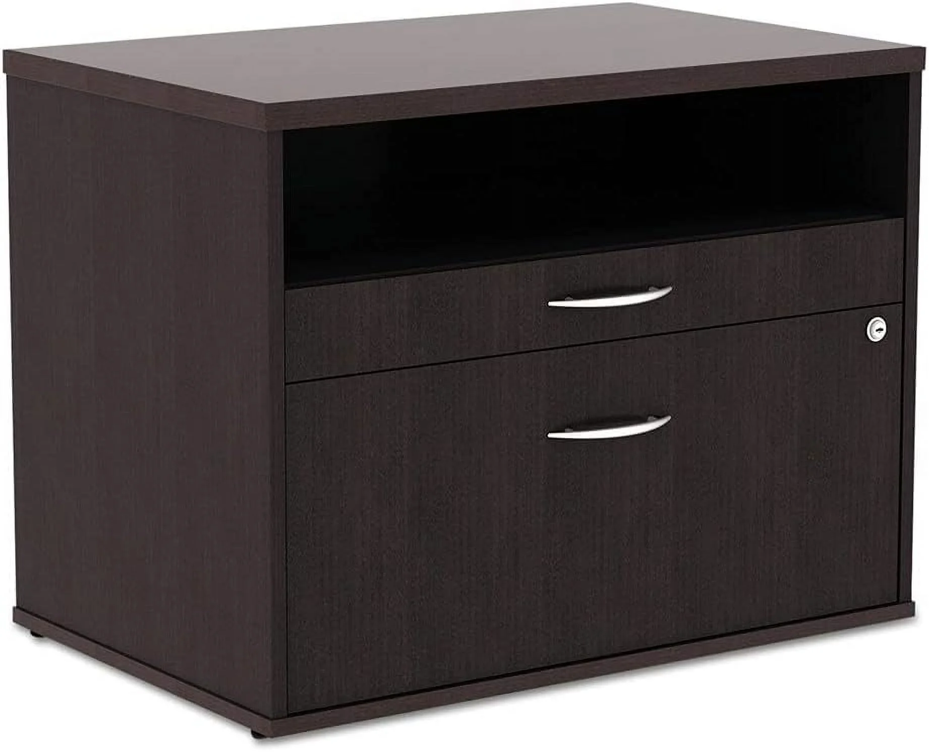 ALELS583020ES Open Office Desk Series 29.5 In. X19.13 In. X 22.88 In. 2-Drawer 1 Shelf Pencil/File Legal/Letter Low File Cabinet Credenza - Espresso