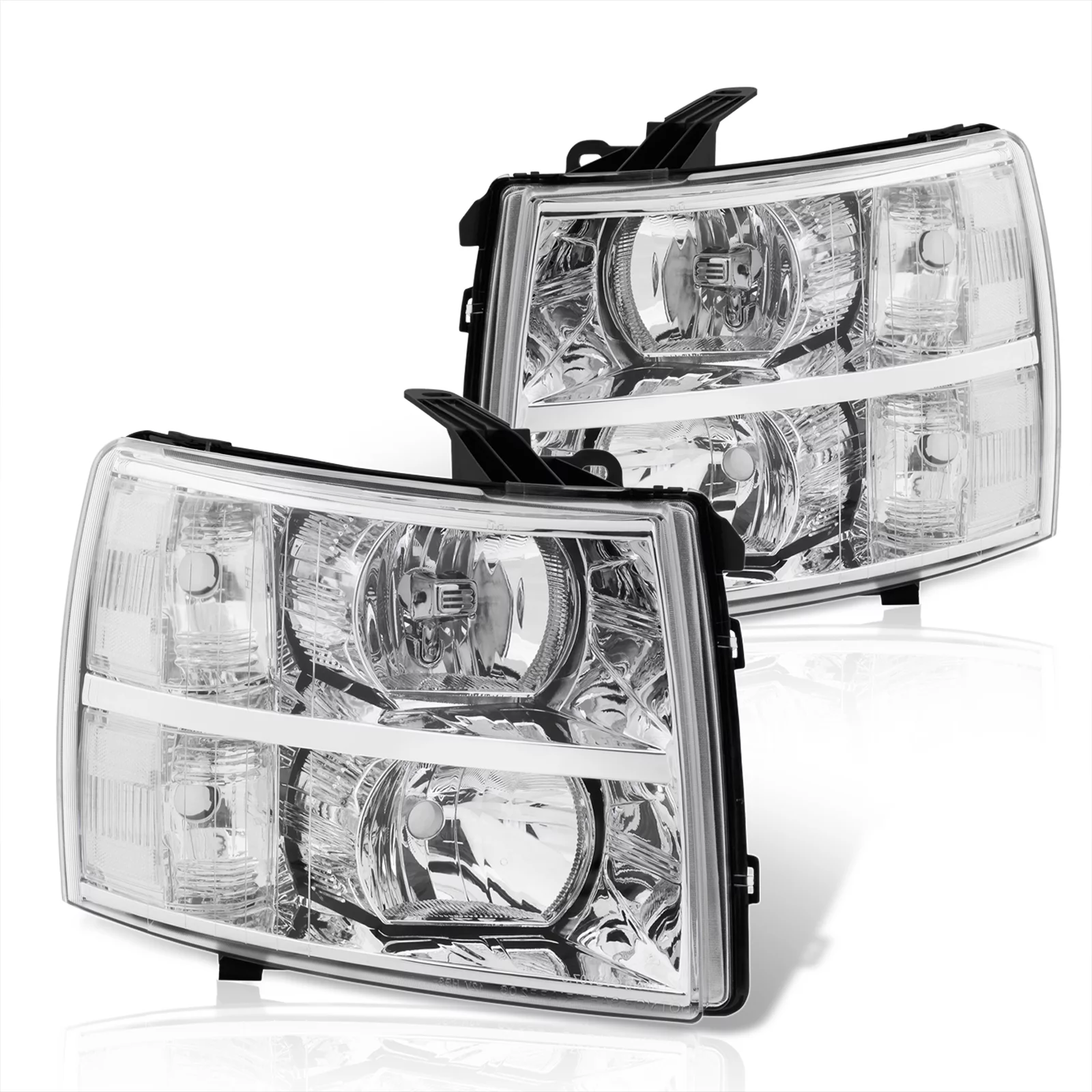 AJP Distributors Chrome Housing Clear Lens Headlights Driving Signal Bumper Lamps Compatible/Replacement For Chevrolet Chevy Silverado 2007 2008 2009 2010 2011 2012 2013 2014 07 08 09 10 11 12 13 14