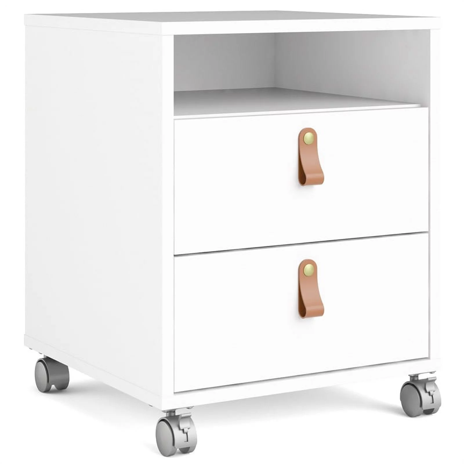Home Square 2 Piece 2 Drawer 1 Shelf Mobile Cabinet Set in White