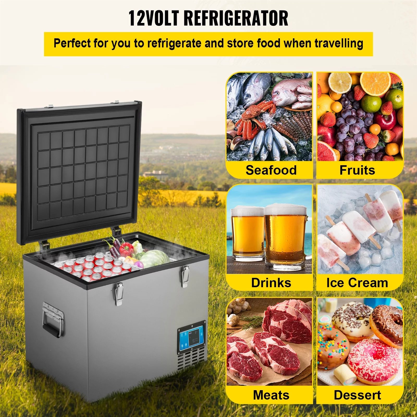 BENTISM 12volt Car Refrigerator Portable Freezer 48Qt Camping Refrigerator Outdoor