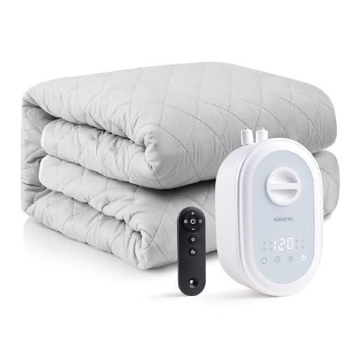 AquaPad CozyFlow Mini Water Heated Mattress Pad, 3 YR AquaCare, UL499 Tested, No Electric Wire, All Digital, AirQuiet 2.0 Technology, Smart, Smooth, Hydro Heat (Queen)