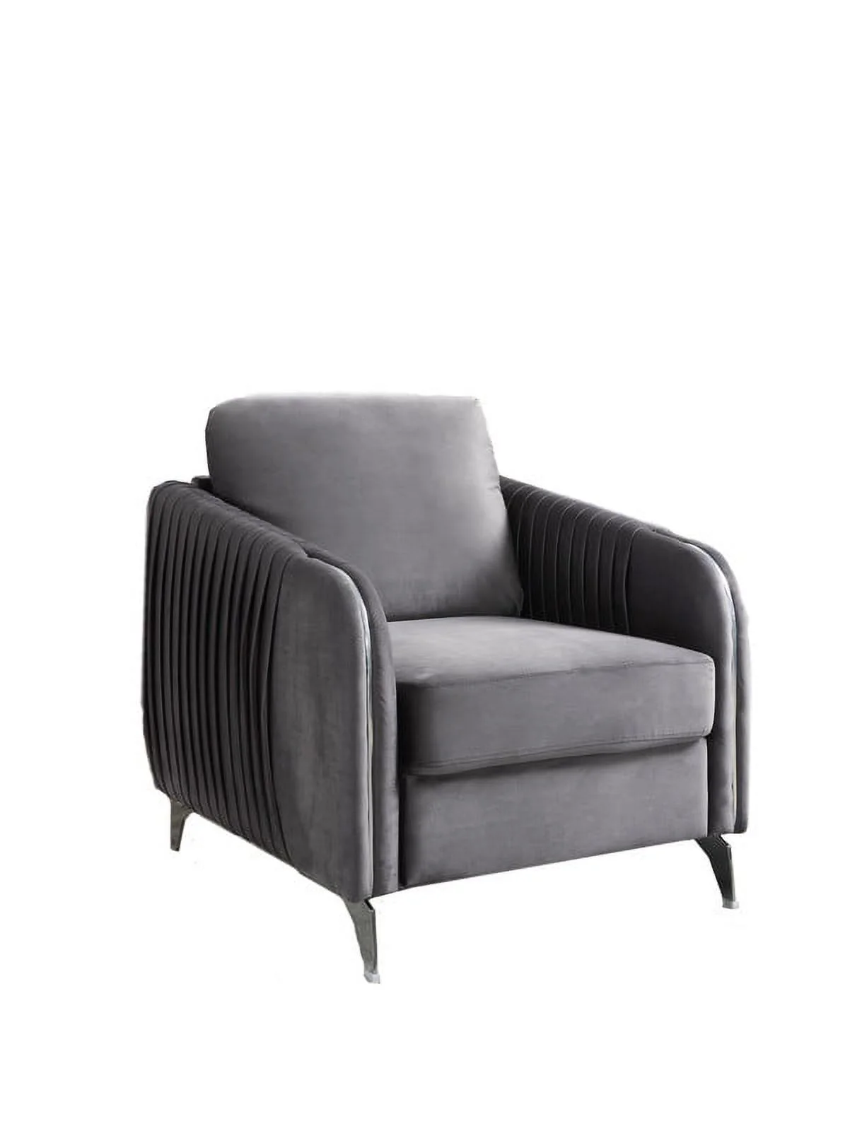 Hathaway Gray Velvet Elegant Modern Chic Accent Arm Chair