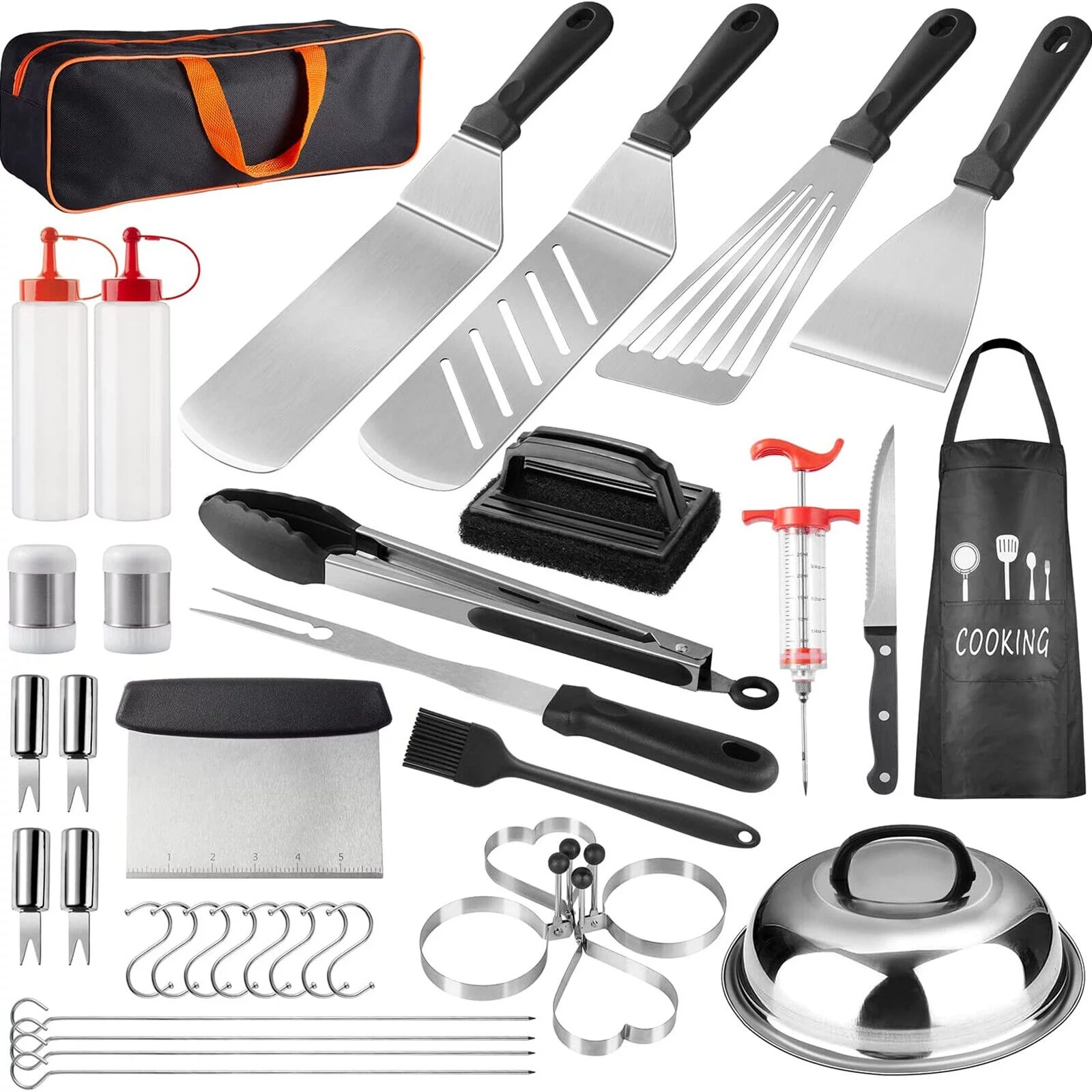 Griddle Accessories Kit, 38PCS Flat Top Grilling Tools Set for Blackstone and Camp Chef,Stainless Steel Grill BBQ Spatula Kit Cooking Utensils Set with Carry Bag for Outdoor Barbecue Camping