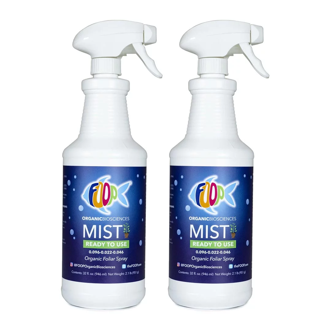 FOOP Mist Ready to Use: Broad-Spectrum Organic Foliar Spray | Accelerates Plant Growth, Reduces Plant Stress | Ready to Use, No Mixing Required (32oz, 2 Pack)