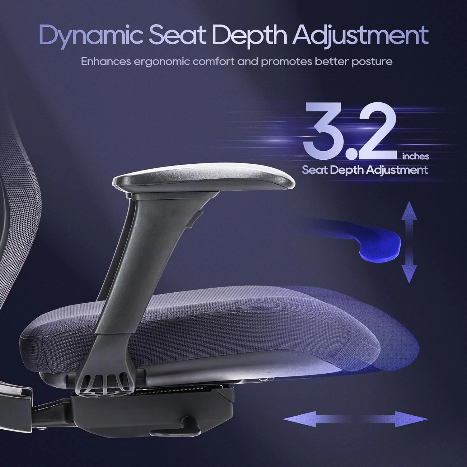 Colamy Ergonomic Office Mesh Mid Back Computer Executive Desk Chair with 4D Armrests Slide Seat Grey