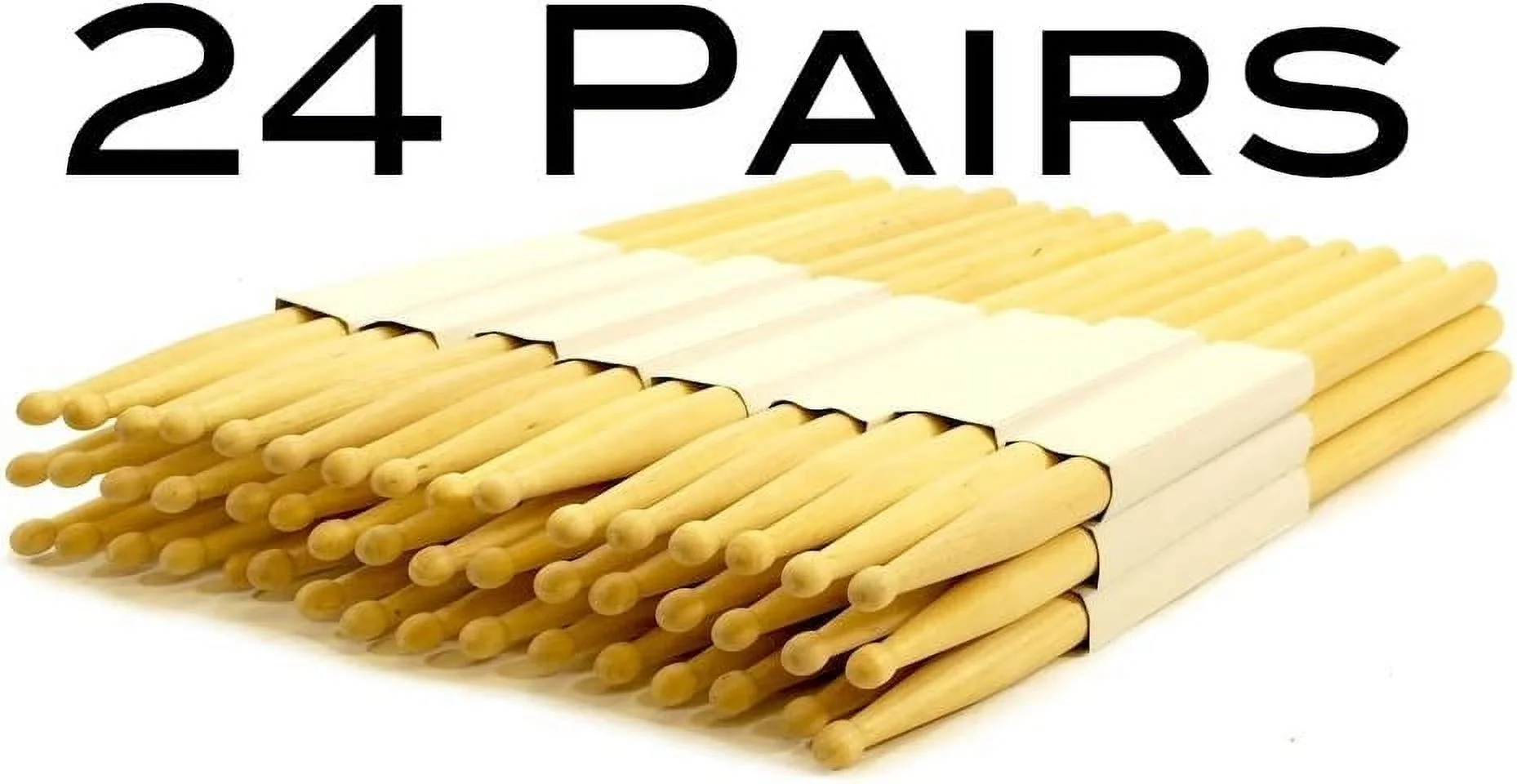 24 PAIRS - 7B WOOD TIP NATURAL MAPLE DRUMSTICKS