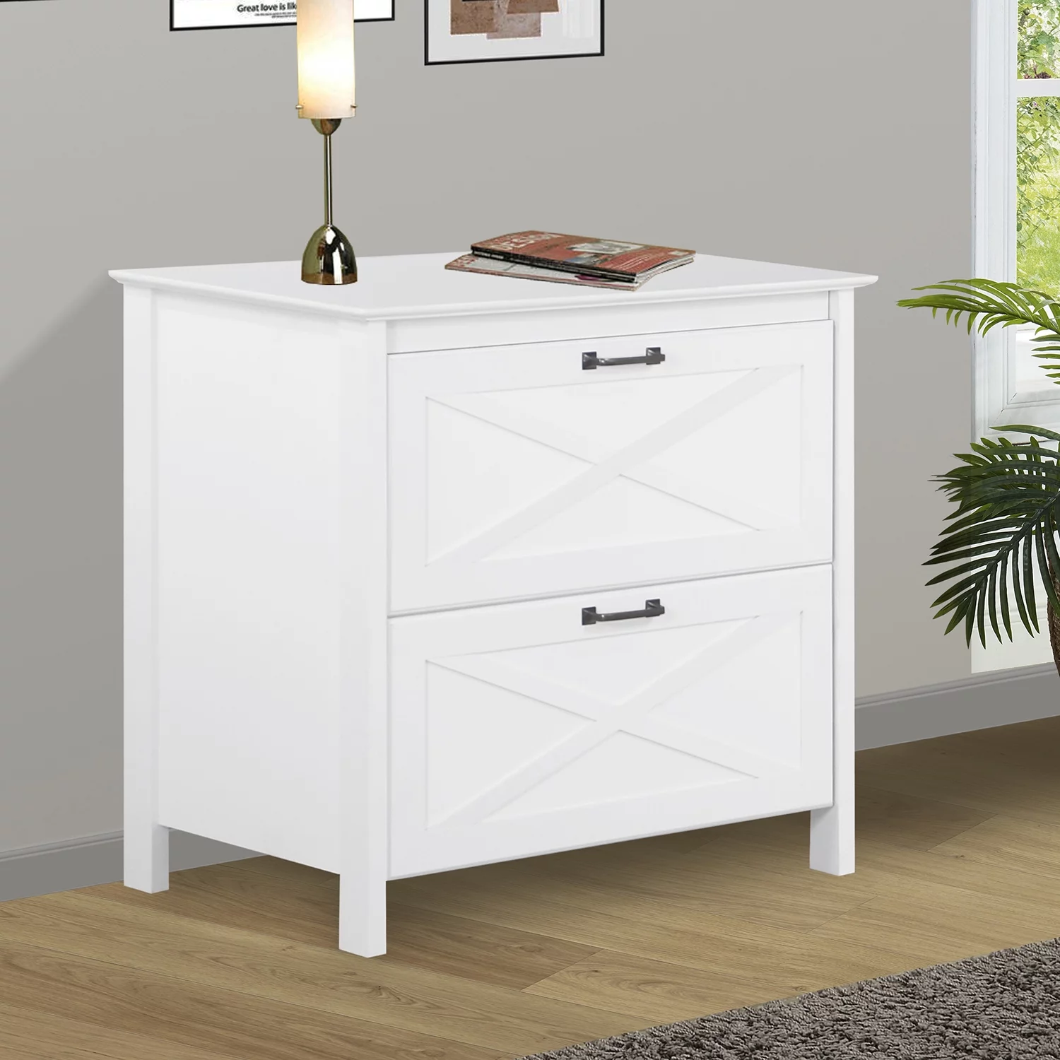 Saint Birch Liam Wood White 2-Drawer File Cabinet